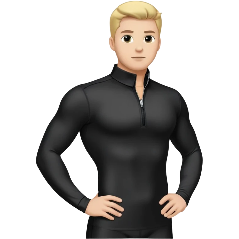 Long sleeve black spandex shirt with collar and zip to the chest emoji