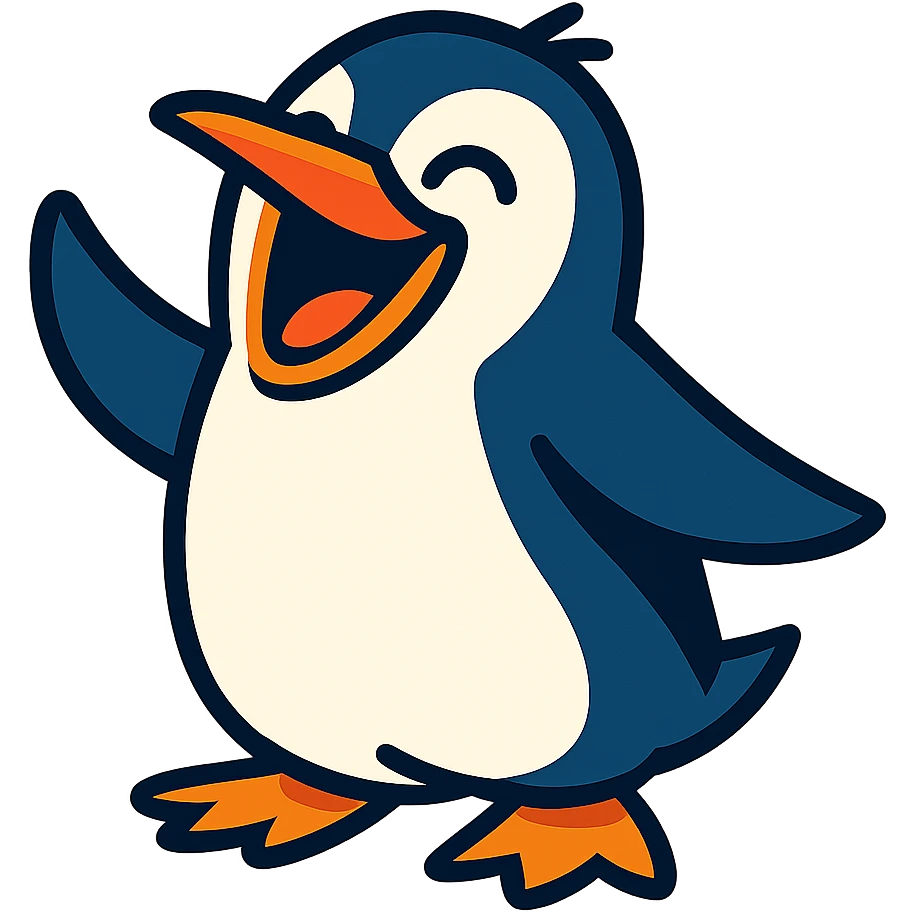 vibrant toon style laughing penguin emoji