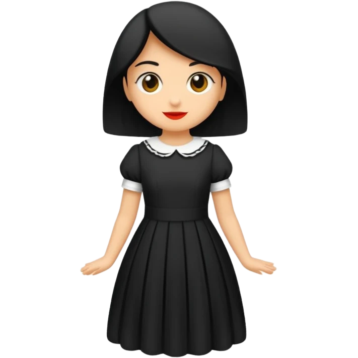 Beyaz tenli siyah tül çok açık elbise giyen siyah dalgalı saçı olan çekik gözlü  emoji