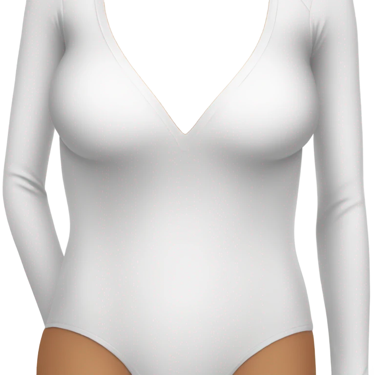 white long sleeve closed neck shapewear bodysuit emoji