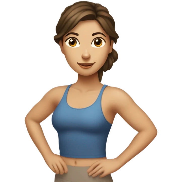 Brunette tan girl with hazel eyes doing Pilates  emoji