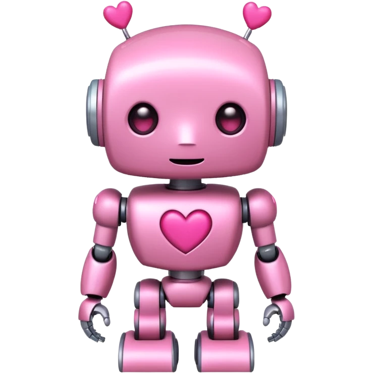 cute pink robot with hearts pink emoji
