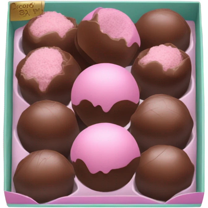 pastel pink box of chocolate truffles emoji