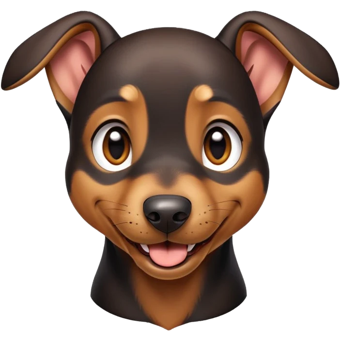 cinematic-comical-doberman puppy-portrait-emoji,-head-tilted-dramatically-with-an-exaggeratedly-amused-expression,-featuring-a-vibrant-black and tan-fur-with-a-lively-sheen,-wide,-expressive-brown-eyes-filled-with-playful-disbelief emoji