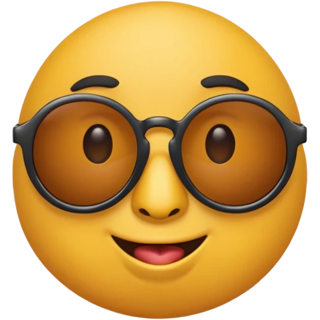 a round yellow circular emoji wearing cool sunglasses with a cocky face emoji
