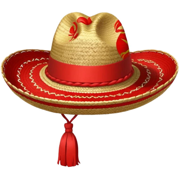 Sombrero de paja con una cinta roja emoji