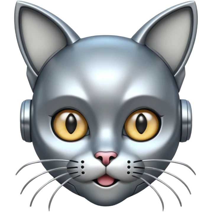 robot looking surprised with cat ears and looks funny emoji