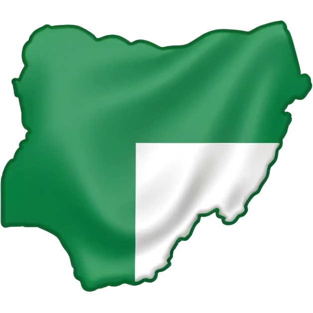 "Nigeria outline filled with the Nigerian flag colors, green-white-green, simple and bold, vector-style, clean and vibrant." emoji