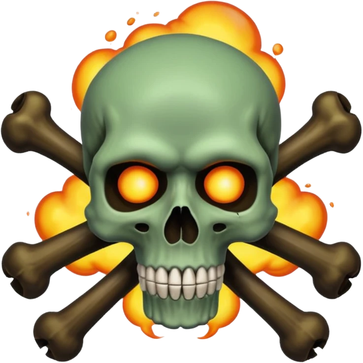 a poisonous cloud of gas, dark swamp color, with an image of a skull and two crossed bones behind the skull emoji