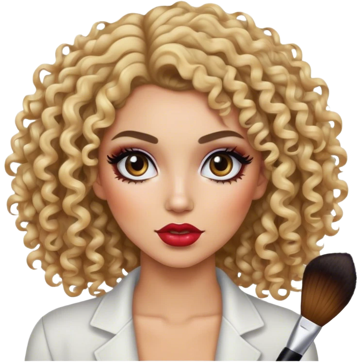 criar uma cacheada com luzes loira com profissão de maquiadora bem maquiada emoji
