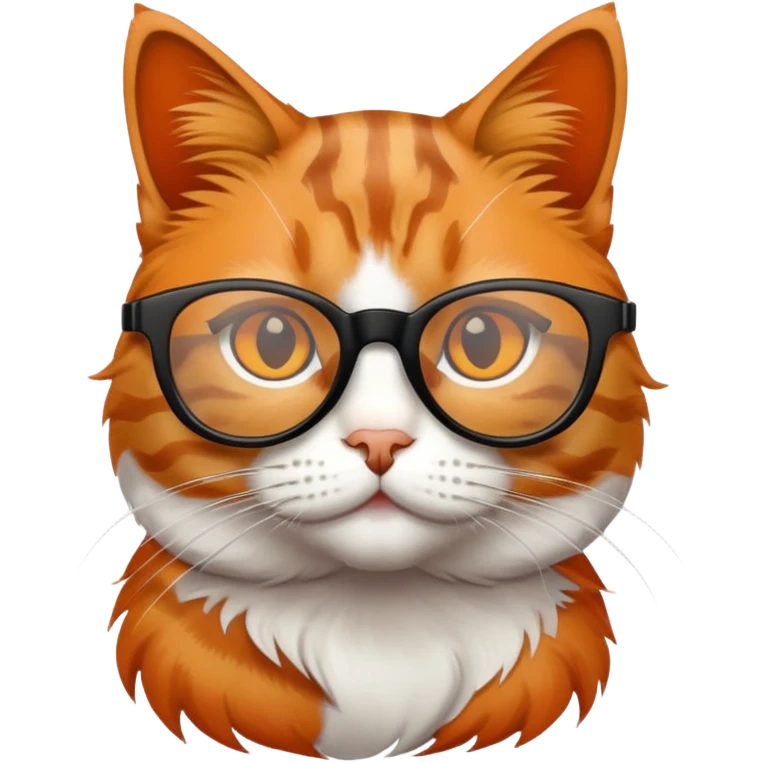 cat with black glasses, orange fur emoji