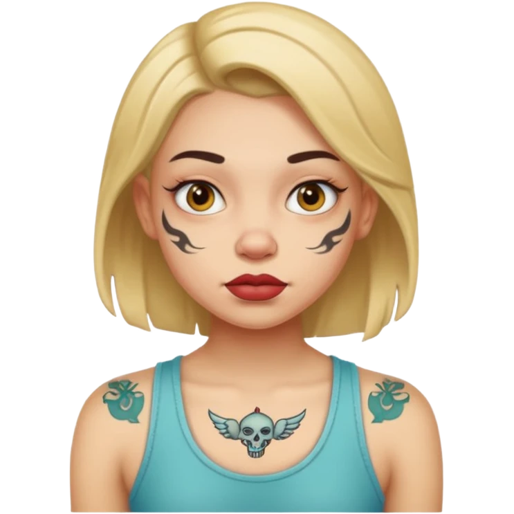Stinky girl with new tattoo emoji
