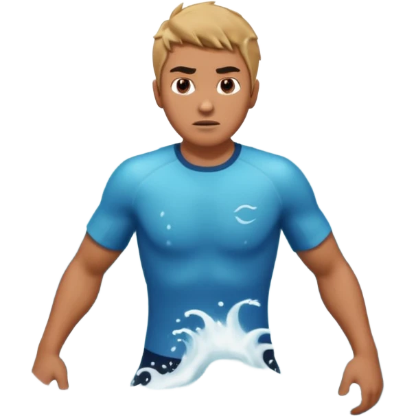 man standing in ocean waves, water splashing around him, determined expression, dynamic sea motion, cinematic ocean vibe, 3D cartoon style, mobile game icon style, clean background, no text, no watermark
  emoji