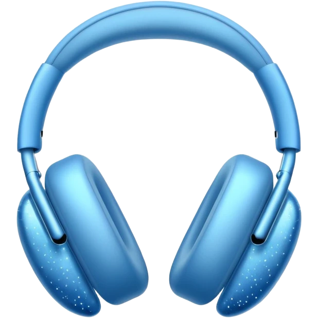 blue AirPods Max headphones with sparkles emoji