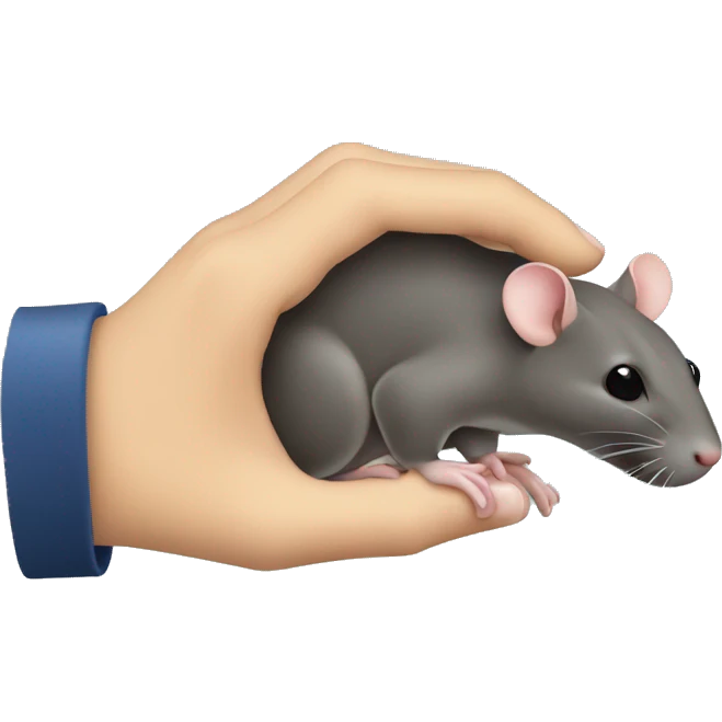 Hand grabbing a rat emoji