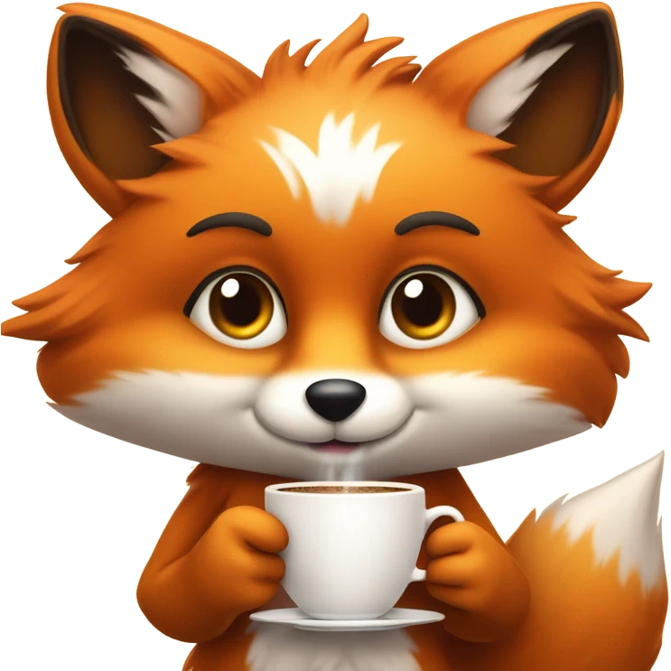 Kawaii fox coffee emoji