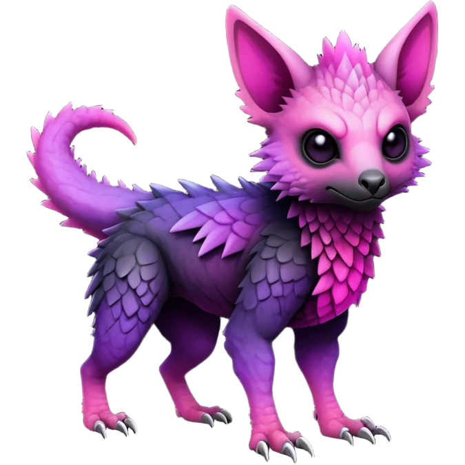 Cool Edgy Black-pink-purple-gradient badass Trico-animal-creature full bodyd emoji