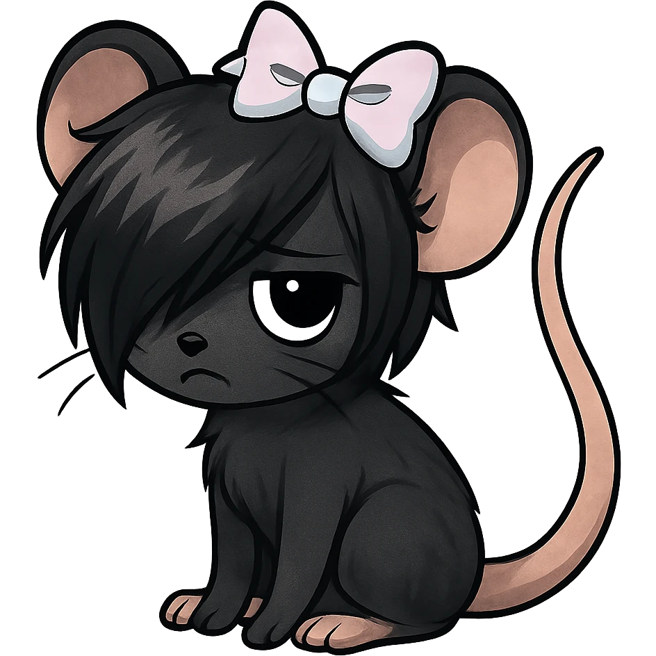 emo mouse wearing a pastel bow, no background emoji