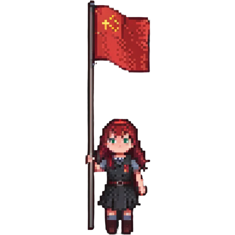 girl holding red flag emoji