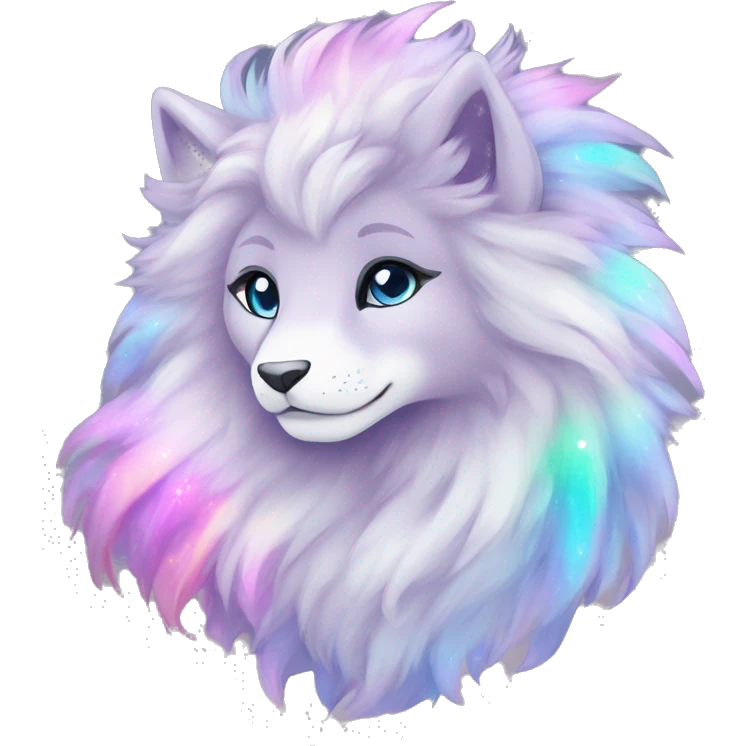 Shiny Sparkly Colorful Fluffy beautiful Mane Kawaii Ethereal Anthro Sona Nebula-Crystal-Fakemon-animal emoji