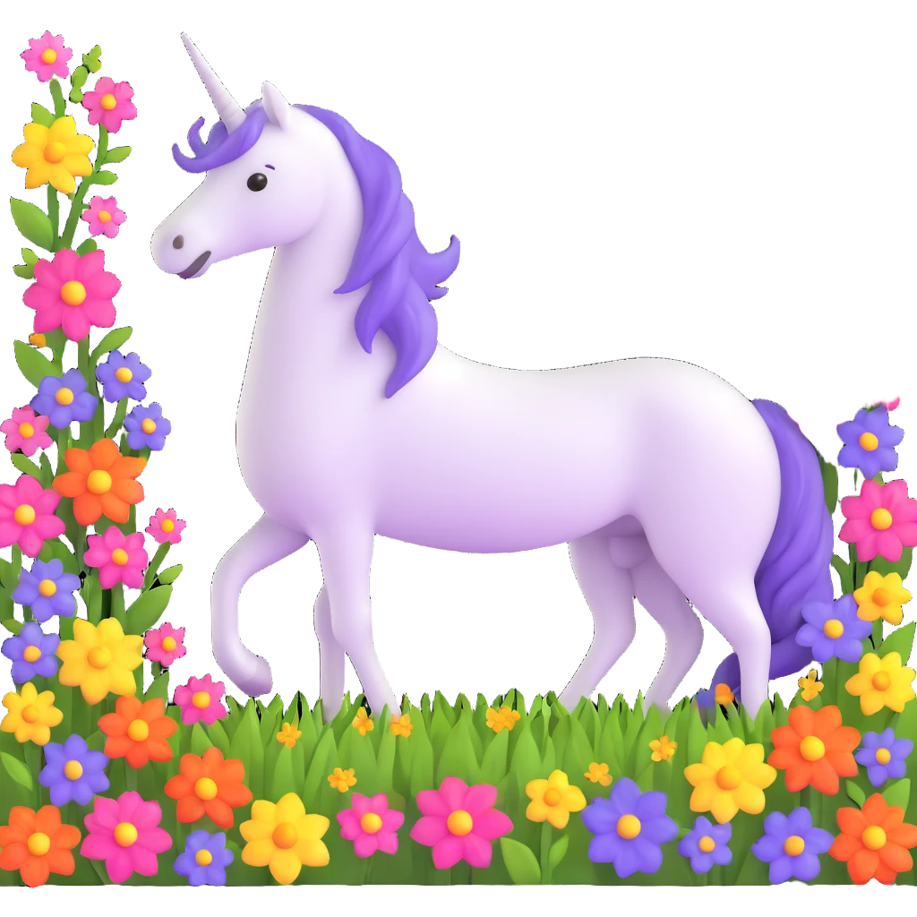 unicorn in a field of flowers emoji