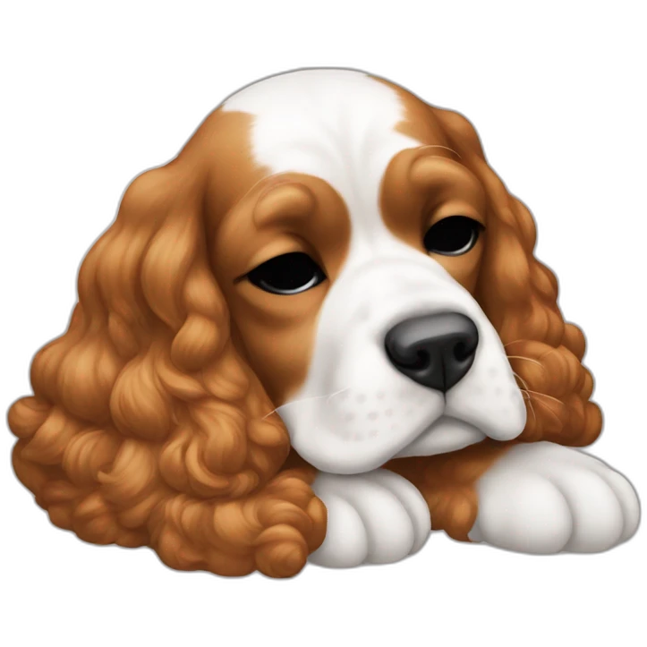American cocker red and white, sleeping emoji