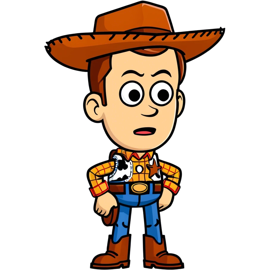 Woody from Toy Story giving a Side eye with a disgusted face  emoji