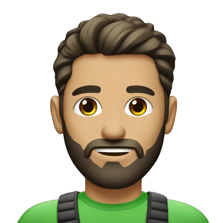 hombre ojos verdes cabello castaño claro con computadora emoji