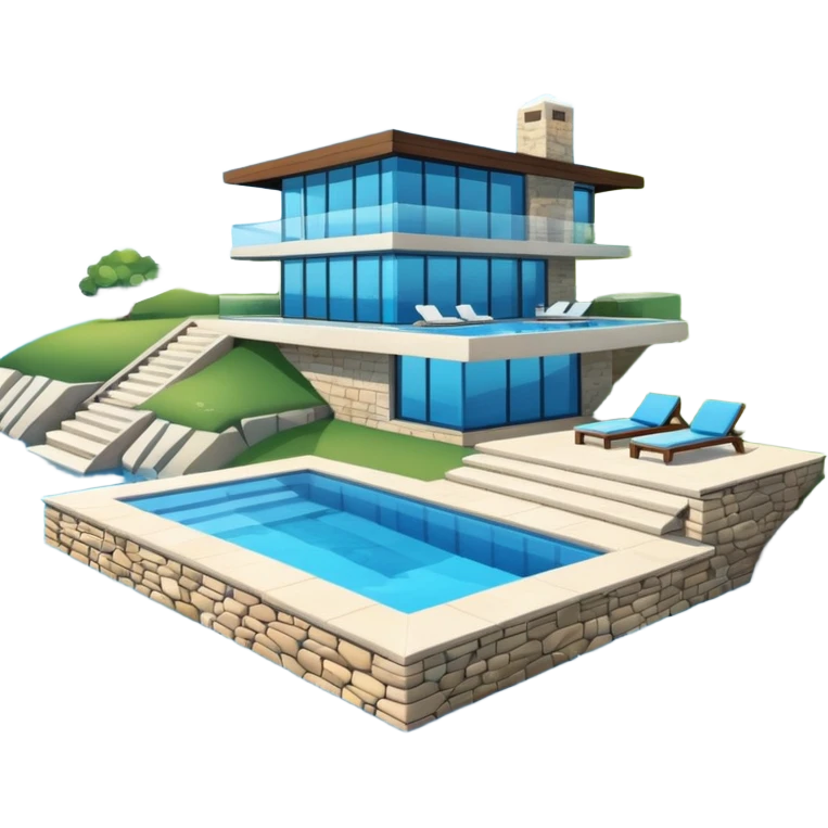 modern house on the hill, with a pool ON THE HILL emoji