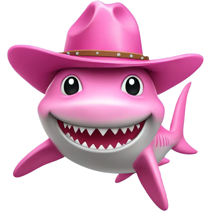 Pink shark wearing pink cowboy hat emoji