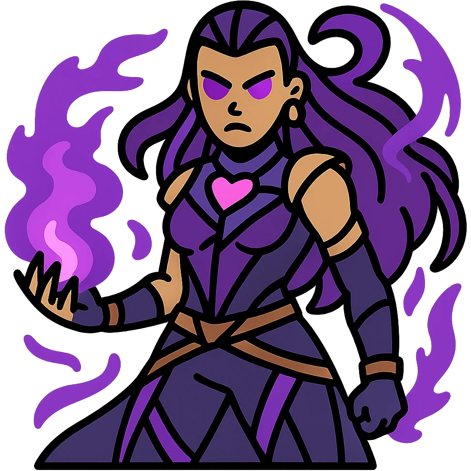 Add a glowing eye to blind enemies with a color scheme of black and purple accents, keep the background transparent. emoji