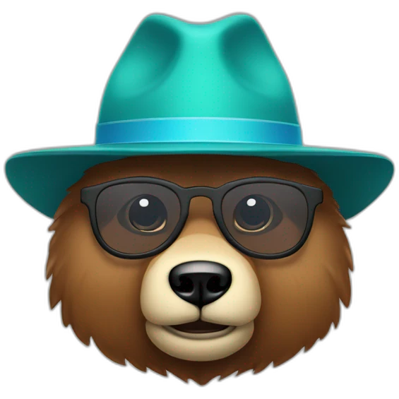 Cara de oso marrón con lentes de sol y sombrero  emoji
