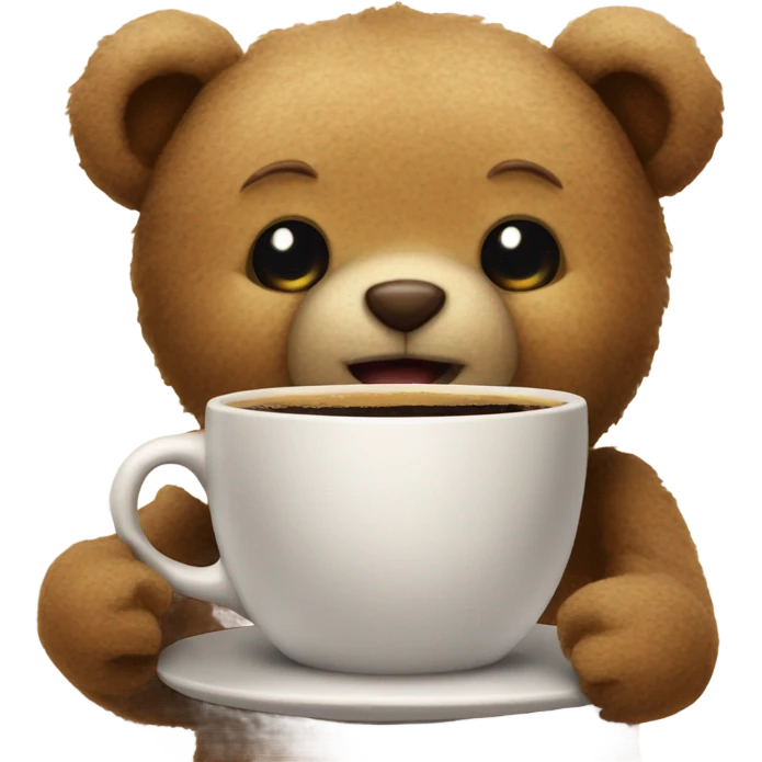 Teddy bear with coffee emoji