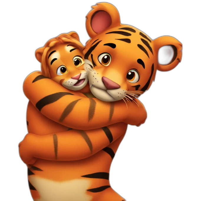 Daulphin hugging a tigger emoji