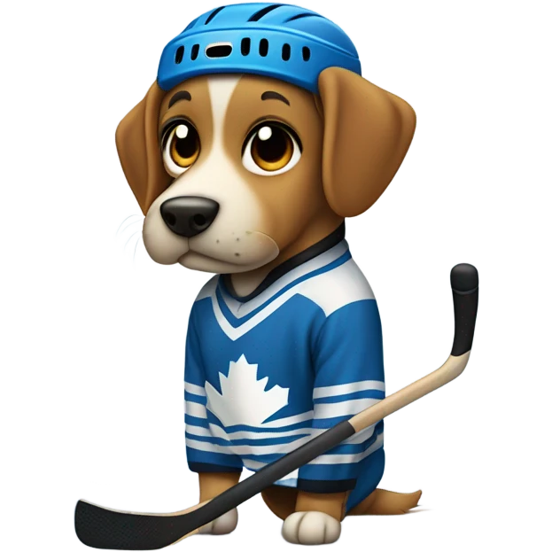Dog playing hockey  emoji