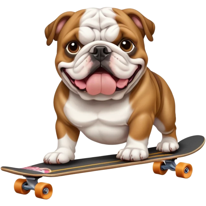 English bulldog riding a skateboard emoji