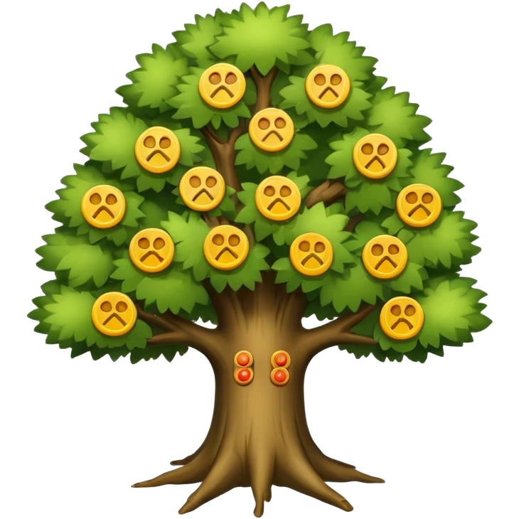 A tree with configurable settings and parameters depicted as interactive sliders and buttons emoji