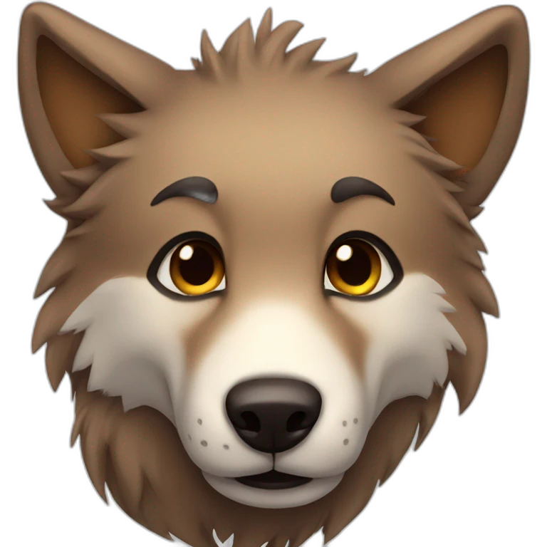 Brown cute Wolf furry emoji