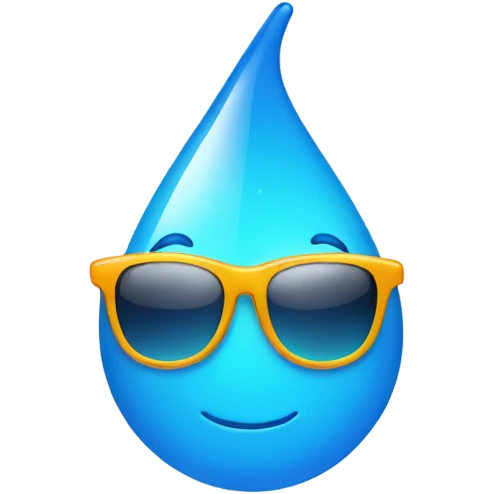 blue raindrop with sunglass emoji