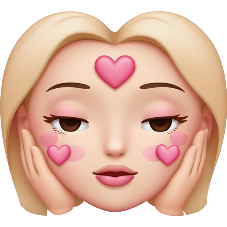 in love emoji with eyes closed and blushing and pink hearts emoji