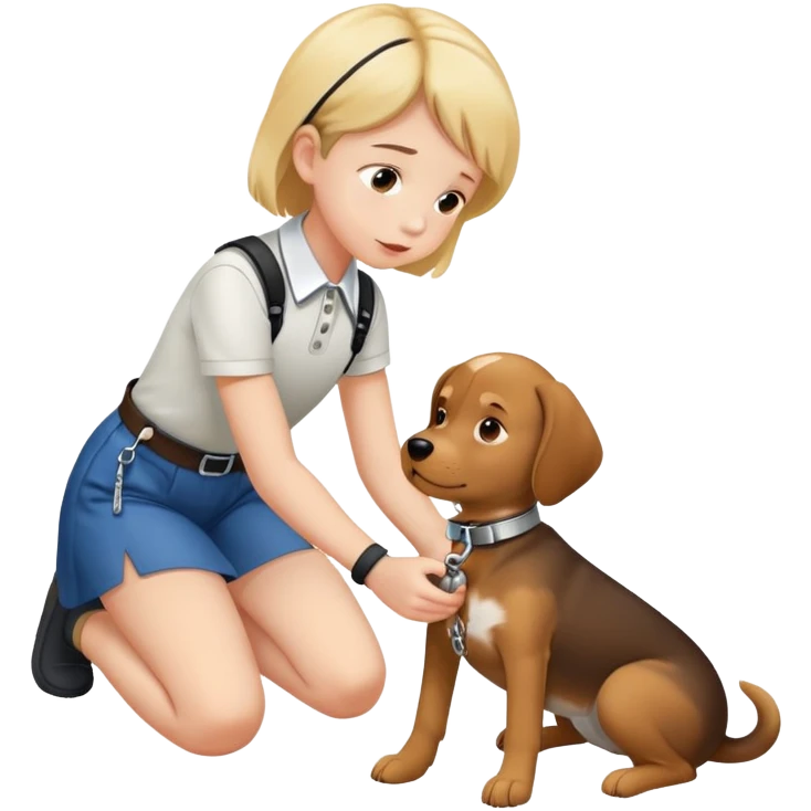 A girl treating a boy like a dog  emoji