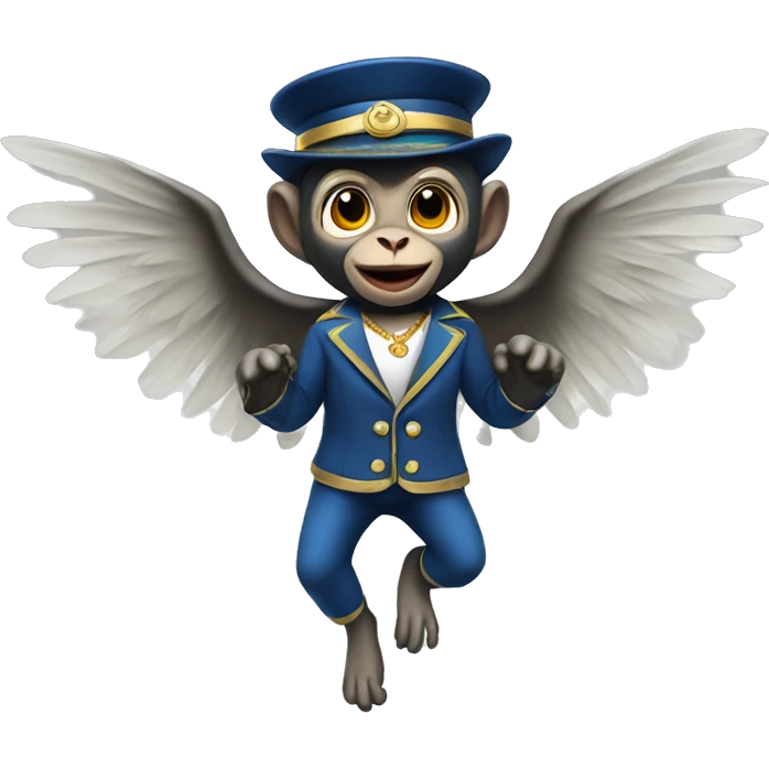 flying monkey with wings wearing a bell hop uniform emoji
