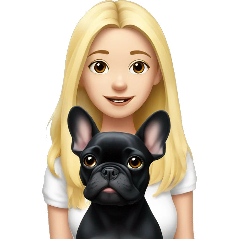black french bulldog with blonde girl emoji