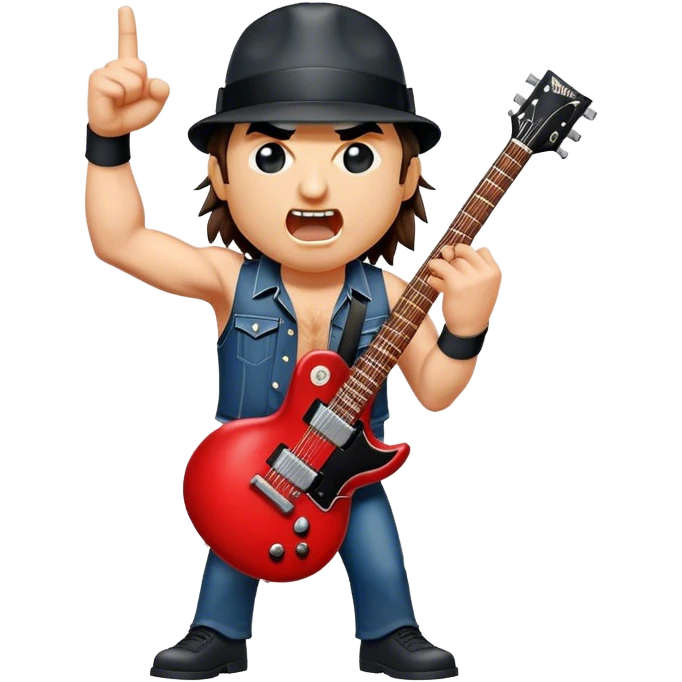 Cinematic Realistic AC/DC Pop Culture Emoji, showcasing an electrifying portrayal inspired by the legendary rock band rendered with vivid textures and energetic lighting. emoji