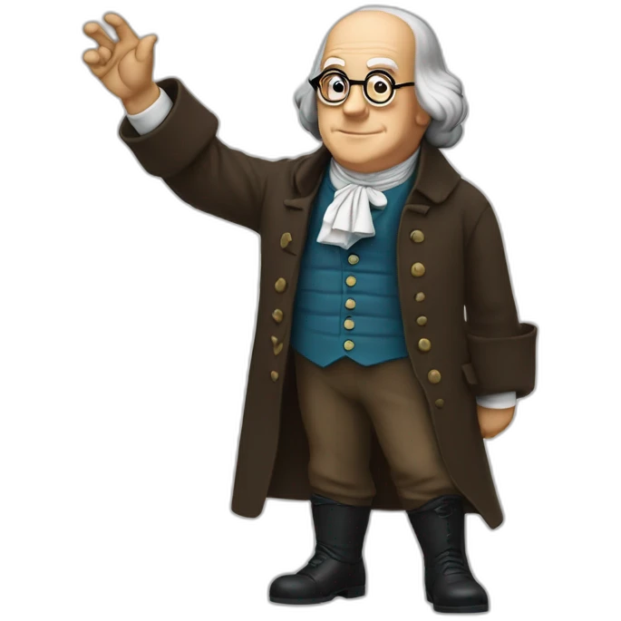 benjamin franklin with an arm up emoji