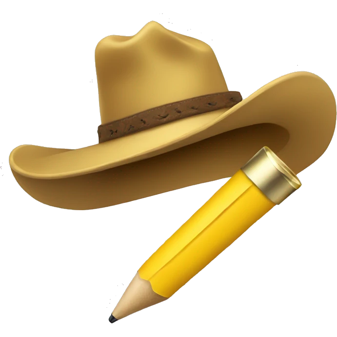 a yellow thick pen wearing a cowboy hat emoji