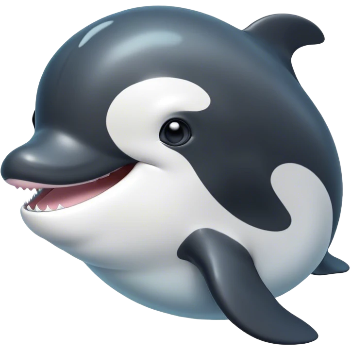 Cute, Disney-style black and white pilot whale  emoji