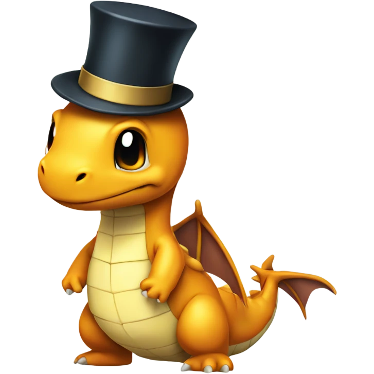 Dragonite wearing a top hat emoji
