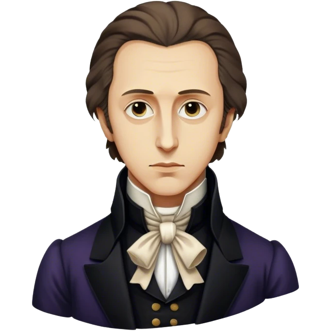 Cinematic Realistic Chopin Portrait Emoji, depicted as an introspective composer with expressive eyes and period attire, rendered with rich textured detail and soft classical lighting that captures his emotive musical genius. emoji
