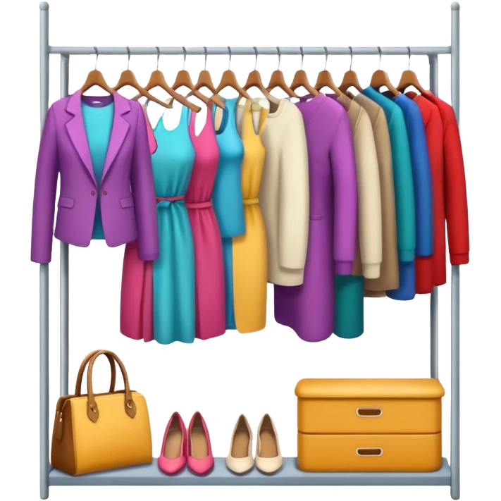 open wardrobe with woman clothes hanging inside emoji